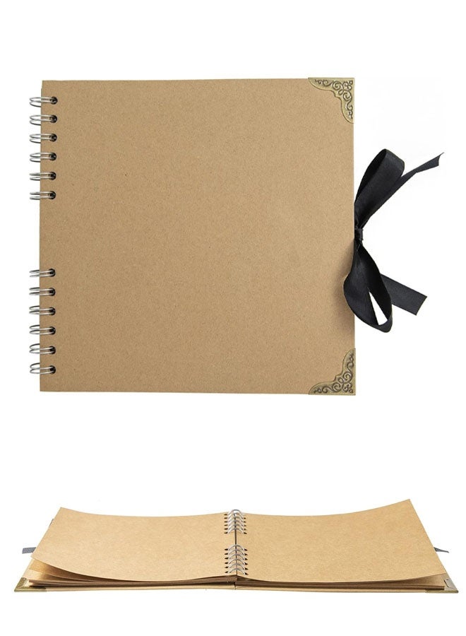 ألبوم قصاصات (8 × 8 بوصة) 30 صفحة مثالي لألبومات قصاصات DIY الخاصة بك وألبوم صور عائلي لحفلات الزفاف والذكرى السنوية (بني) - Image 1