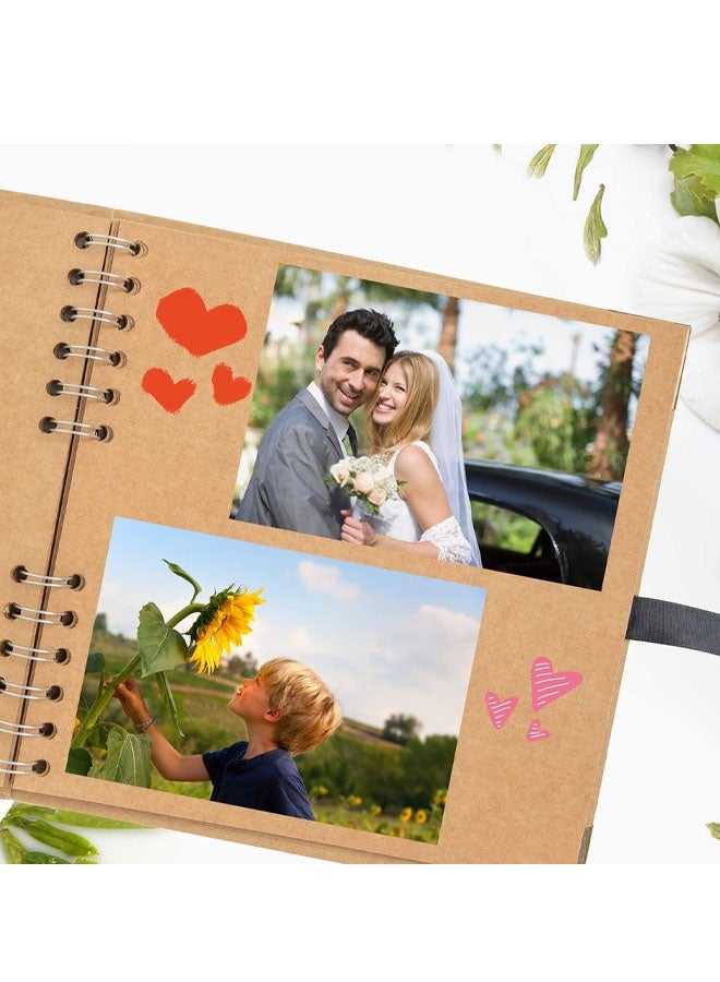 ألبوم قصاصات (8 × 8 بوصة) 30 صفحة مثالي لألبومات قصاصات DIY الخاصة بك وألبوم صور عائلي لحفلات الزفاف والذكرى السنوية (بني) - Image 2