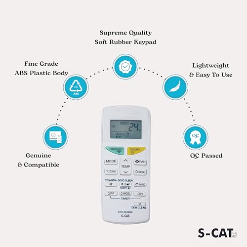 S-CAT Compatible Daikin AC Remote Control ARC484B32 with Dew Clean Function for Split & Window Air Conditioner | Replacement Remote for FTKM60U MTKM50U MTKM35U FTKM35U Models | Model 132L - Image 5