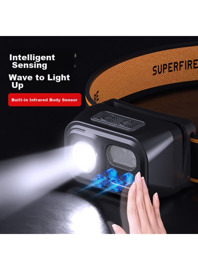 SupFire Rt30 Motion Sensor Headlamp, High-Intensity Ultra-Bright Night Fishing Light, Head-Mounted Flashlight, Long-Lasting Battery Life, Outdoor Mining Lamp, Fishing Light - Image 5