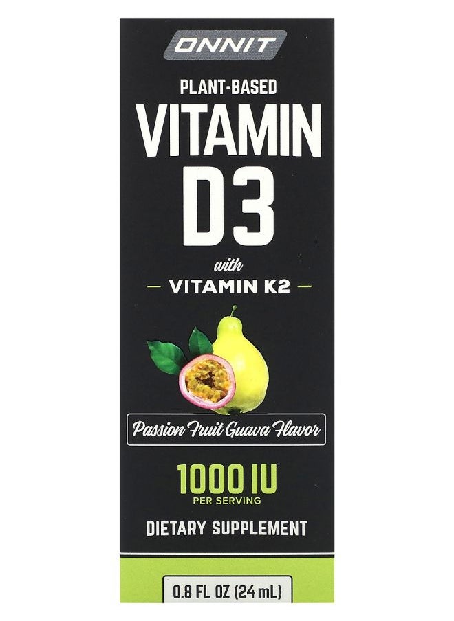 Onnit - Plant Based Vitamin D3 with Vitamin K2 Passion Fruit Guava 25 mcg (1000 IU) 0.8 fl oz (24 ml) - Image 1
