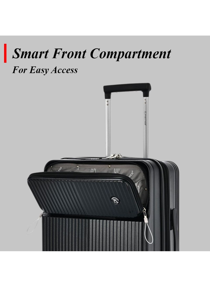 ZAAPPY Lightweight Hardshell Luggage 3 Pcs Set with Front Opening Carry-On Suitcase for Easy Access and a Convenient Bottle Holder - Image 5