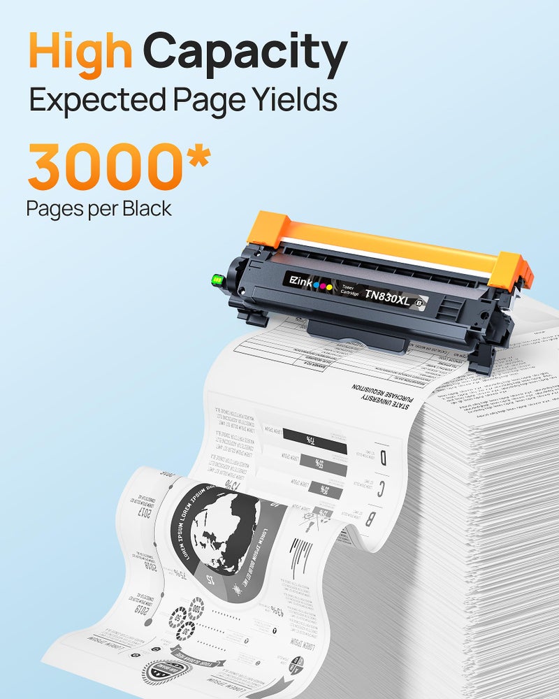 E-Z Ink Compatible TN830XL Toner Cartridge Replacement for Brother TN830XL TN830 TN 830 Toner Cartridges Compatible with Brother DCP-L2640DW HL-L2460DW HL-L2480DW HL-L2400D Printer (2 TN830XL Toner) - Image 3