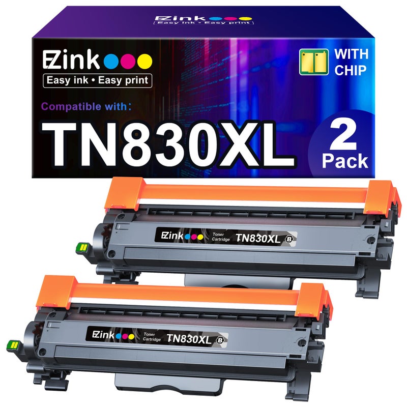 E-Z Ink Compatible TN830XL Toner Cartridge Replacement for Brother TN830XL TN830 TN 830 Toner Cartridges Compatible with Brother DCP-L2640DW HL-L2460DW HL-L2480DW HL-L2400D Printer (2 TN830XL Toner) - Image 1