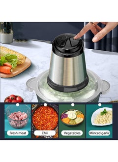 CHIGO Food Chopper with Mincer Grinder Function, Glass Bowl and Quad Blade 1.8 L 300 W Washable (Excluding the Machine Head)  - Image 2