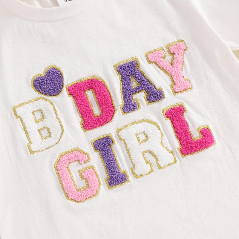 JLKGICF Toddler Baby Girl Birthday Outfit Letter Embroidery Long/Short Sleeve Sweatshirt Tutu Dress Skirts Birthday Gift - Image 4