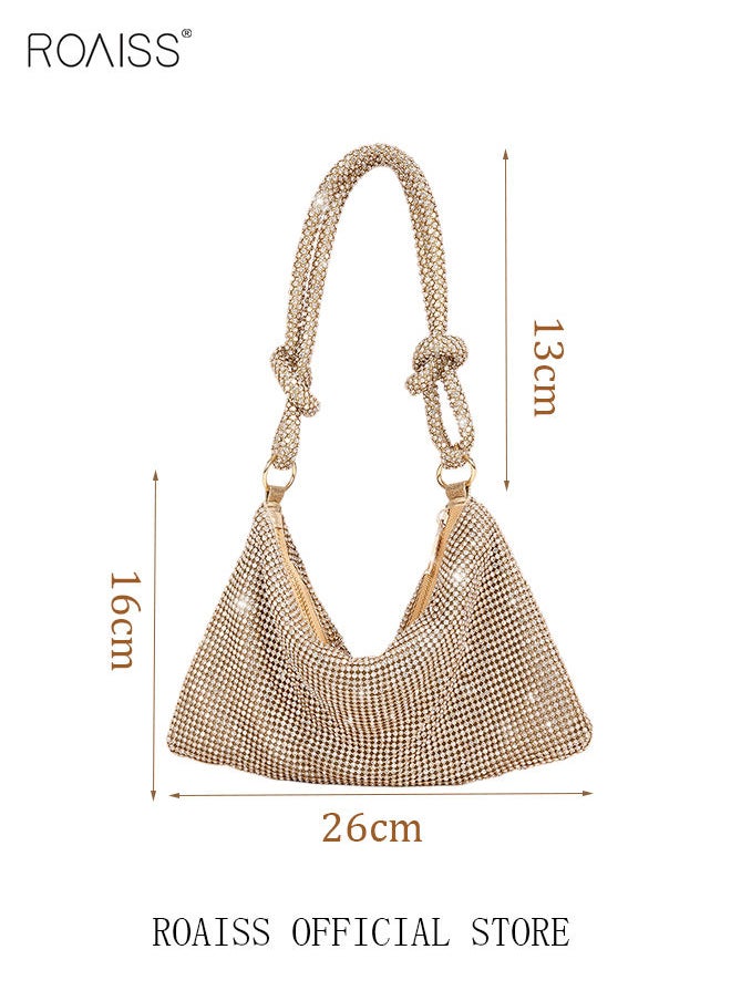roaiss Women's Evening Bag Clutch Purse Glitter Party Handbag with Chain Ladies Crystal Rhinestone Women Clutch Bag Elegant Shoulder Underarm Bag  - Image 5