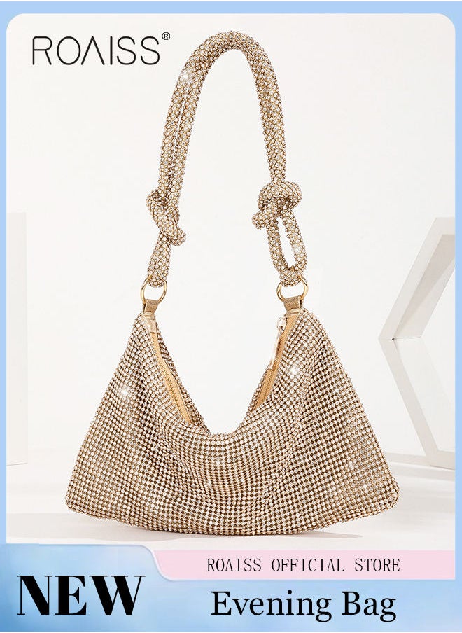 roaiss Women's Evening Bag Clutch Purse Glitter Party Handbag with Chain Ladies Crystal Rhinestone Women Clutch Bag Elegant Shoulder Underarm Bag  - Image 1