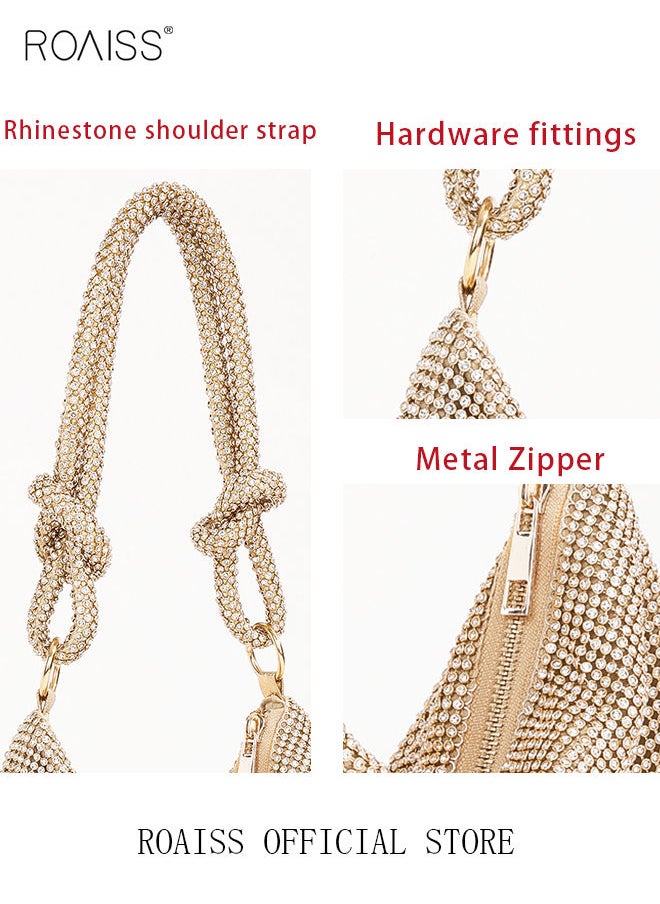 roaiss Women's Evening Bag Clutch Purse Glitter Party Handbag with Chain Ladies Crystal Rhinestone Women Clutch Bag Elegant Shoulder Underarm Bag  - Image 4