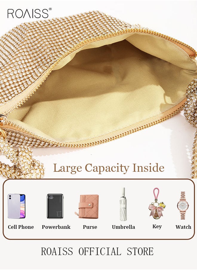 roaiss Women's Evening Bag Clutch Purse Glitter Party Handbag with Chain Ladies Crystal Rhinestone Women Clutch Bag Elegant Shoulder Underarm Bag  - Image 3