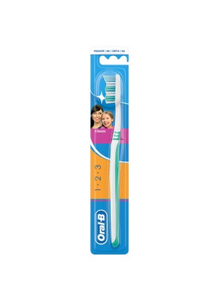 123 Classic Daily Clean Medium Manual Toothbrush 1 Count