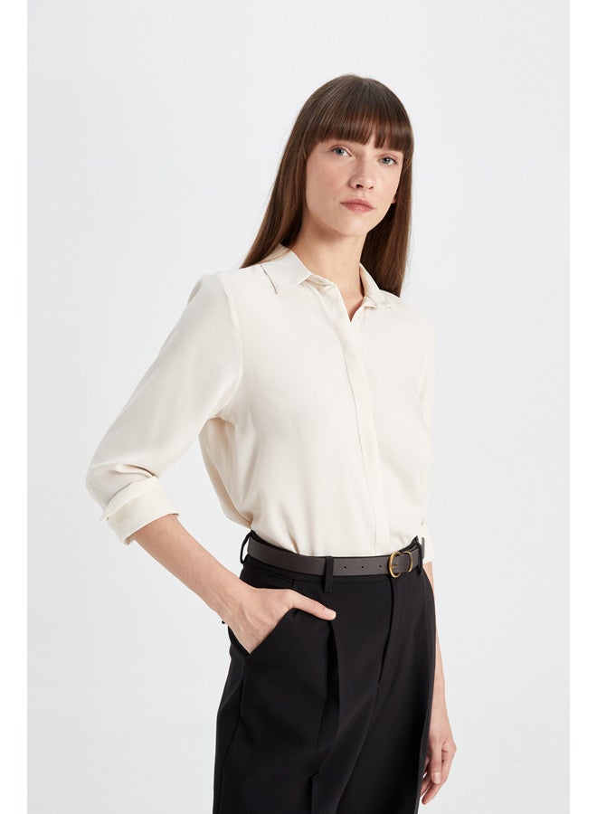 DeFacto Woman Woven Regular Fit Long Sleeve Shirt - Image 5