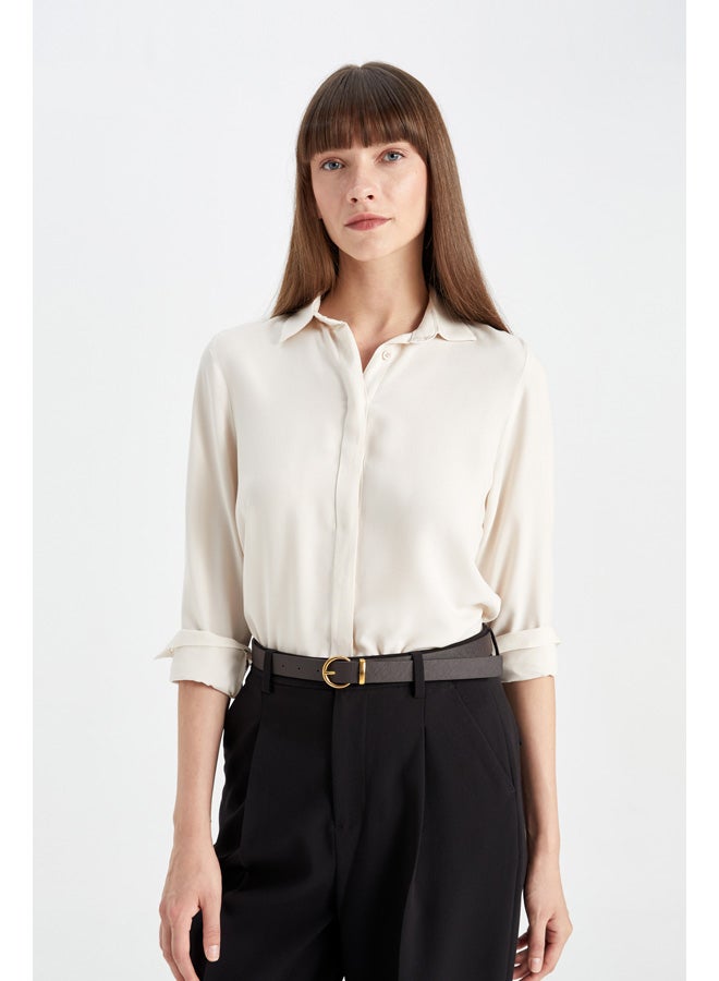 DeFacto Woman Woven Regular Fit Long Sleeve Shirt - Image 4
