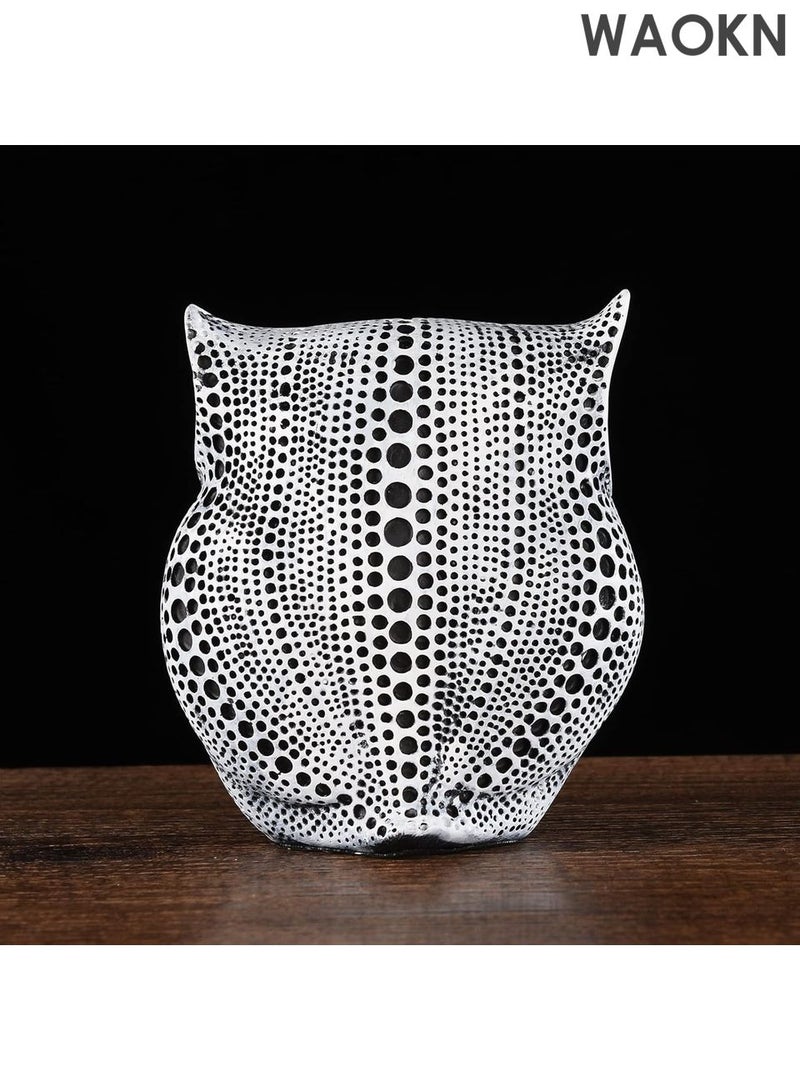 دبليو أيه أو كي أن تمثال بومة عصري - تمثال حيواني مصنوع يدويًا من الراتنج لديكور المنزل والمكتب - منحوتة زخرفية أنيقة للمكتب ورف الكتب وحامل التلفزيون - فكرة هدية فريدة لهواة الجمع (ارتفاع 14 سم/5.5 بوصة، أبيض) - Image 2