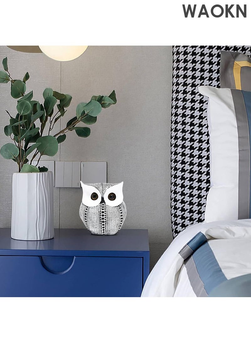 دبليو أيه أو كي أن تمثال بومة عصري - تمثال حيواني مصنوع يدويًا من الراتنج لديكور المنزل والمكتب - منحوتة زخرفية أنيقة للمكتب ورف الكتب وحامل التلفزيون - فكرة هدية فريدة لهواة الجمع (ارتفاع 14 سم/5.5 بوصة، أبيض) - Image 5