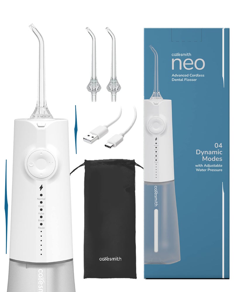 Caresmith Neo Cordless Oral Flosser | 24 Pressure Settings with 5 Modes & 6 Intensities |300 ml Large Detachable Water Tank | Power Flosser for teeth | IPX7 Waterproof | 2 Jet Tips Provided (Green) - Image 1