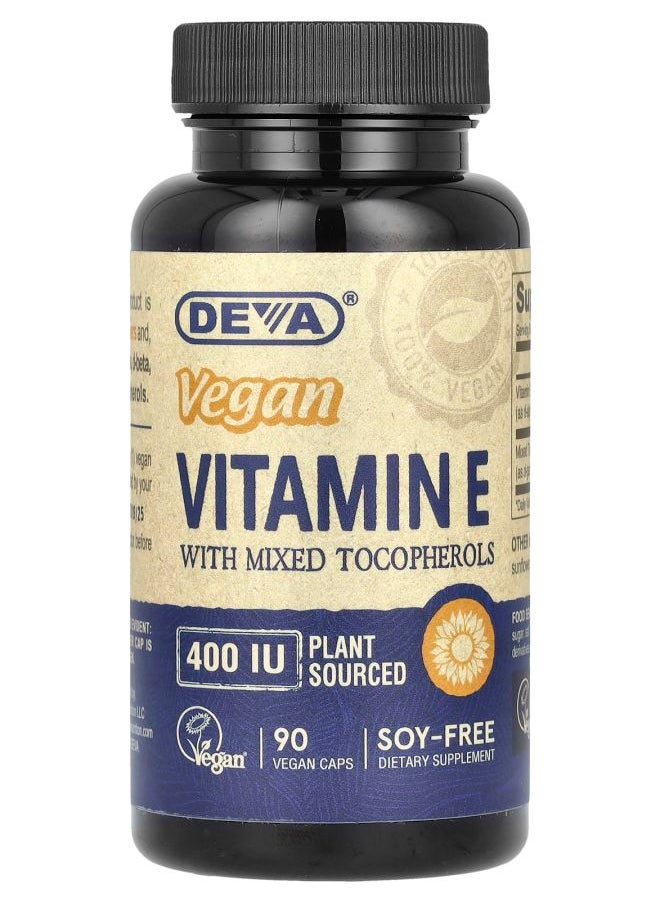 Deva Vegan Vitamin E with Mixed Tocopherols 400 IU 90 Vegan Caps 
