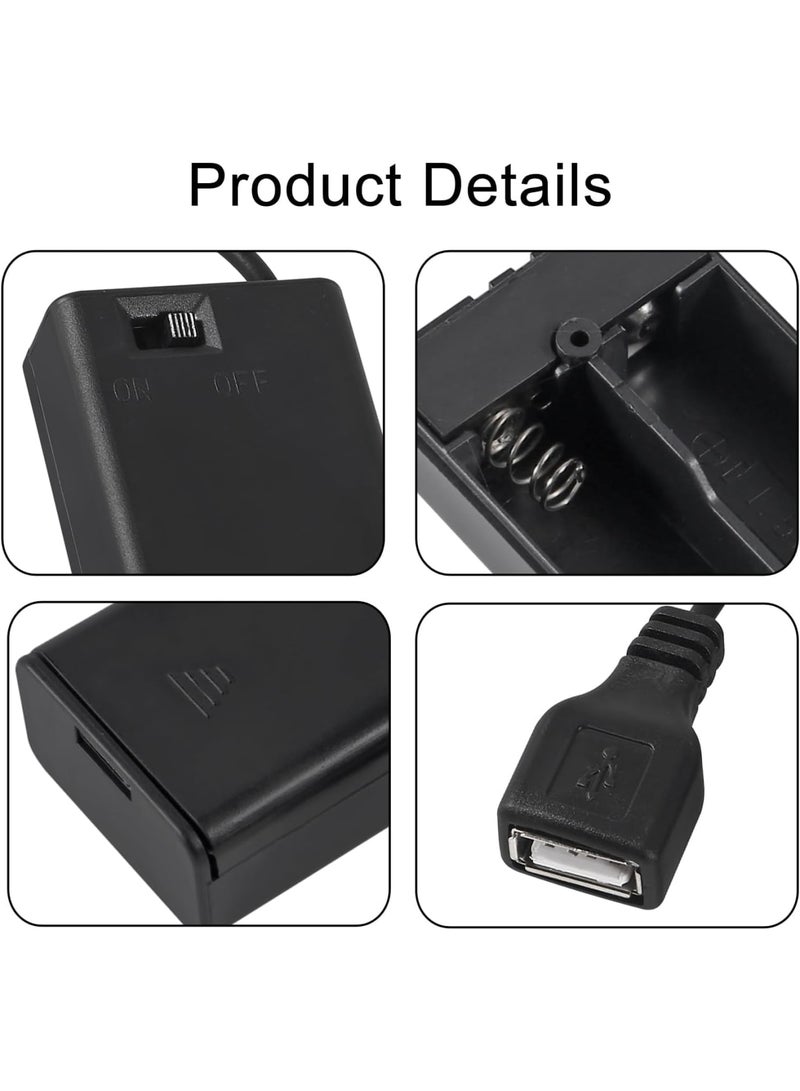 SOLARAE USB Female Socket, 4 Pcs 2 AA Battery Holder, with Leads, 4 AA Battery Holder with Wires - Image 3