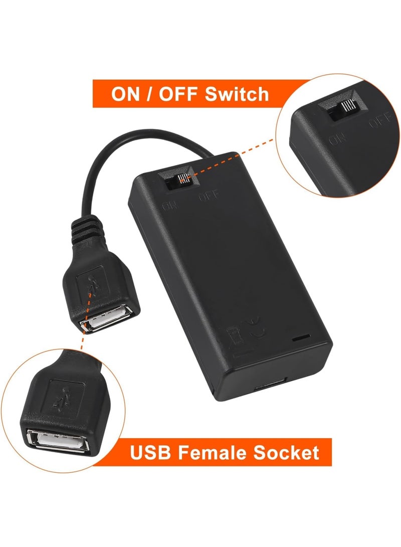 SOLARAE USB Female Socket, 4 Pcs 2 AA Battery Holder, with Leads, 4 AA Battery Holder with Wires - Image 4