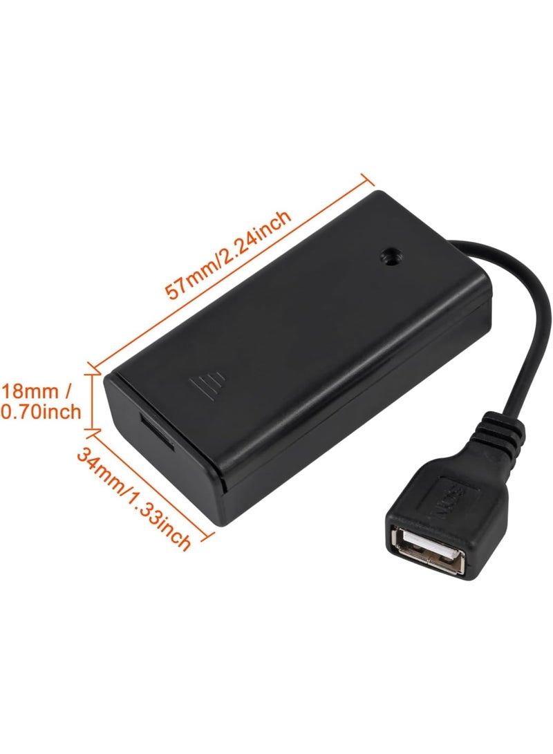 SOLARAE USB Female Socket, 4 Pcs 2 AA Battery Holder, with Leads, 4 AA Battery Holder with Wires - Image 2