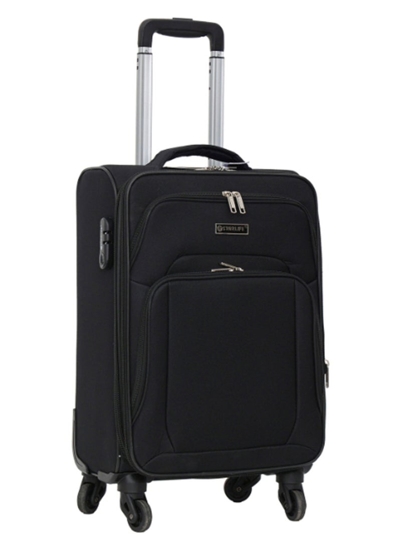 STARLIFE Single Softside Spinner 4 Wheels Fabric Cabin Trolley Luggage With Number Lock 20 Inches 