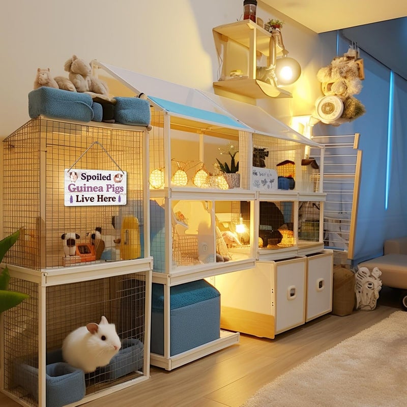 Yoecod Big Hamster Ball & Guinea Pig Hideout - Stuffed Animals & Accessories for Guinea Pig Cage - 12x6 In Wooden Sign - Image 4