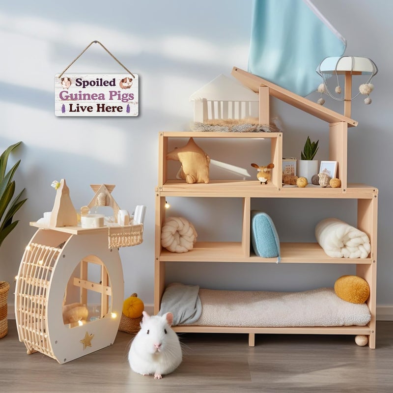 Yoecod Big Hamster Ball & Guinea Pig Hideout - Stuffed Animals & Accessories for Guinea Pig Cage - 12x6 In Wooden Sign - Image 3
