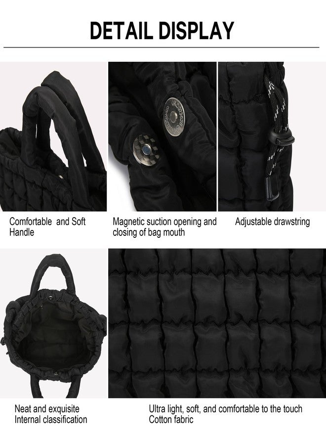 Queenoris Quilted Puffer Work Tote Bag for Women, Large Lightweight Carryall Shoulder Bag with Zipper Crossbody Bag - Image 5
