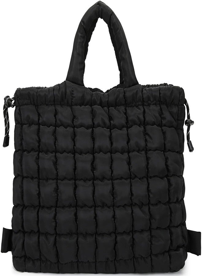 Queenoris Quilted Puffer Work Tote Bag for Women, Large Lightweight Carryall Shoulder Bag with Zipper Crossbody Bag - Image 1