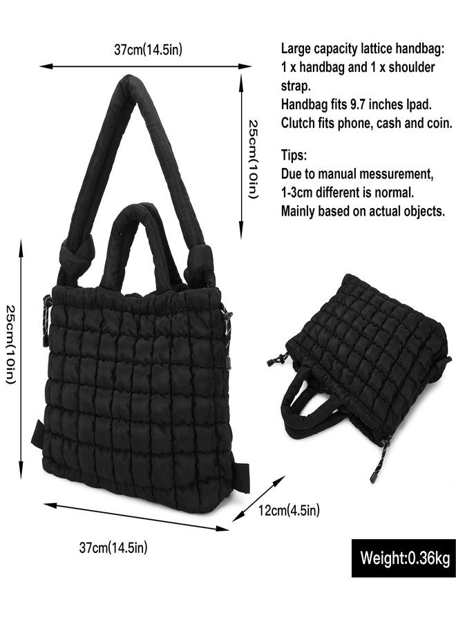 Queenoris Quilted Puffer Work Tote Bag for Women, Large Lightweight Carryall Shoulder Bag with Zipper Crossbody Bag - Image 3
