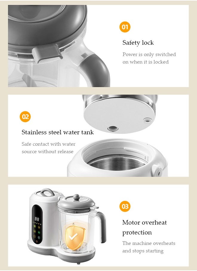 Baby Food Maker, Multifunction Processor, timed,Smart ControlSteam Pot, fully Auto Cooking & Grinding, Baby Food Warmer Mills Machine with Self Cleans Touch Screen Control LCDwith Self Cleans Touch Screen Control LCD Display