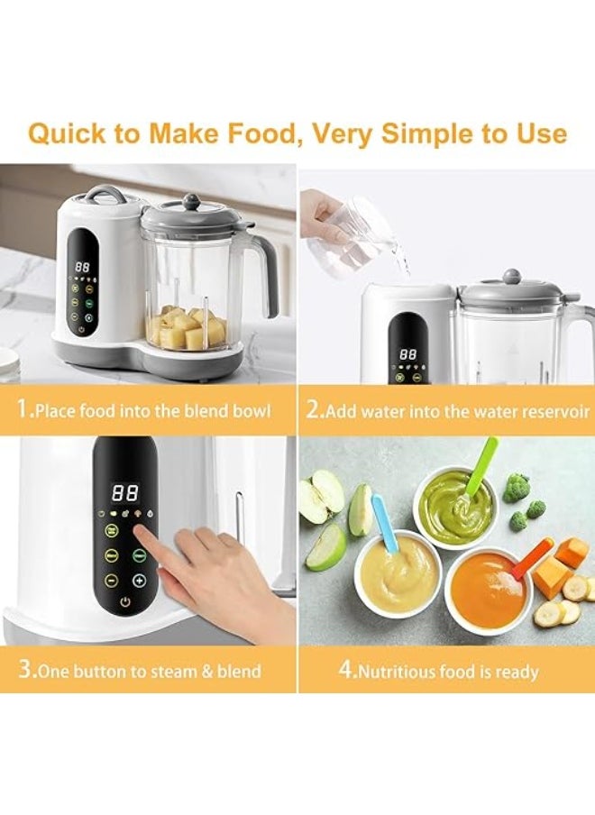 Baby Food Maker, Multifunction Processor, timed,Smart ControlSteam Pot, fully Auto Cooking & Grinding, Baby Food Warmer Mills Machine with Self Cleans Touch Screen Control LCDwith Self Cleans Touch Screen Control LCD Display