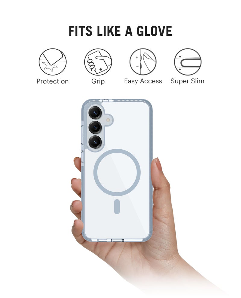 DailyObjects Grey Stride Clear Case Cover Compatible with Samsung Galaxy S25 Plus | Wireless Charging Slim Back Cover | 2 Layer Edge Protection & Shockproof - Image 5