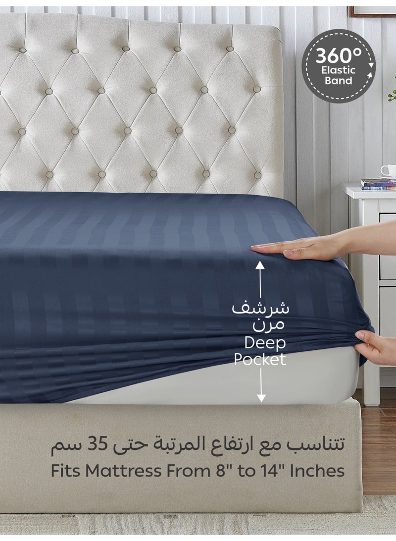 Donetella Premium 3 Piece – 180×200 cm King Striped Fitted Sheet, and 35 cm Deep Pocket, Secure All-Around Elastic Fit, No Excess Fabric. - Image 5