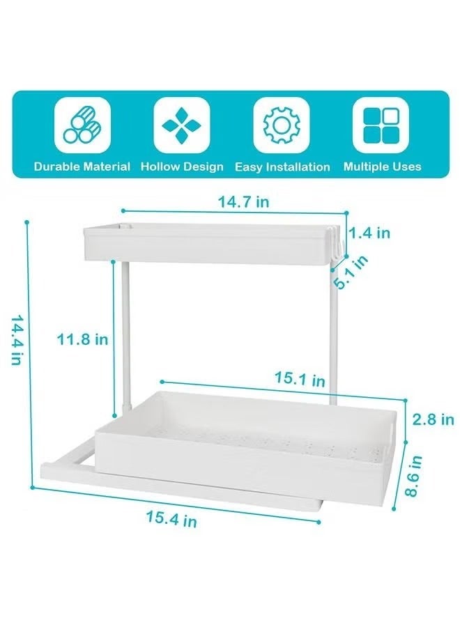 ميكسد بالوعة تحت خزان التشطيب حمام أعلى الجدول التشطيب 2 طبقة انزلاق خزانة التشطيب مع السنانير المطبخ والحمام غرفة نوم مكتب الرف متعددة الأغراض التشطيب - Image 4
