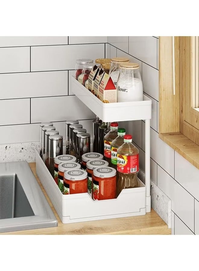 ميكسد بالوعة تحت خزان التشطيب حمام أعلى الجدول التشطيب 2 طبقة انزلاق خزانة التشطيب مع السنانير المطبخ والحمام غرفة نوم مكتب الرف متعددة الأغراض التشطيب - Image 5