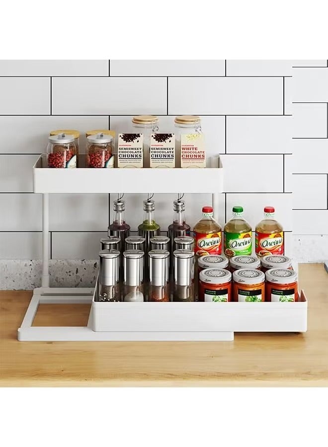 ميكسد بالوعة تحت خزان التشطيب حمام أعلى الجدول التشطيب 2 طبقة انزلاق خزانة التشطيب مع السنانير المطبخ والحمام غرفة نوم مكتب الرف متعددة الأغراض التشطيب - Image 1