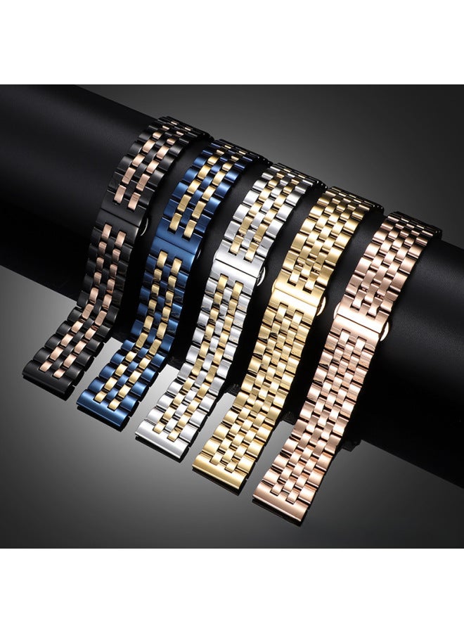 For Meidu Five Beads Stainless Steel Strap Solid Universal Smart Watch Chain For HuaweiFor SamsungFor AppleAmazon-Color:MD-Silver Gold-Smart Five Beads-Specifications:Universal Flat Head Size 20mm