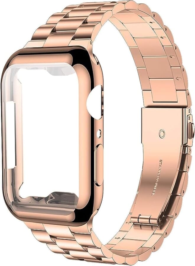 Next Next store Compatible with Apple Watch Band 45mm with Screen Protector 45, Stainless Steel Replacement Strap for iWatch Series 7