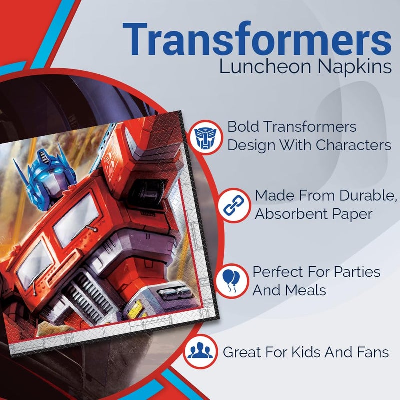 Unique Transformers Luncheon Paper Napkins - 6.5" x 6.5", 16 Pcs - Image 5