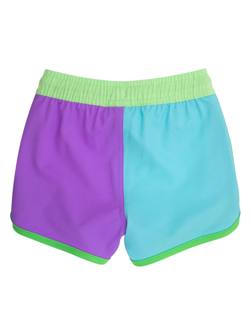 RUGGEDBUTTS Boys UPF50+ Sun Protected Stretch Dolphin Hem Swim Trunks - Neon Bright Aqua Color Block, 3-6m - Image 4