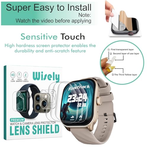 Wisely |3قطع| واقي شاشة متوافق مع ساعة Fastrack Limitless Fs2 Pro الذكية |1.96" - Image 2