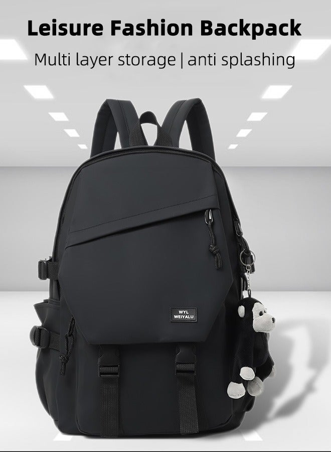 Joychic Polyester Water Resistant Flap Closure  Daily Backpack Brief Wear-resistant Bookbag with Cartoon Pendant for Women Men Middle High College Students - Image 2