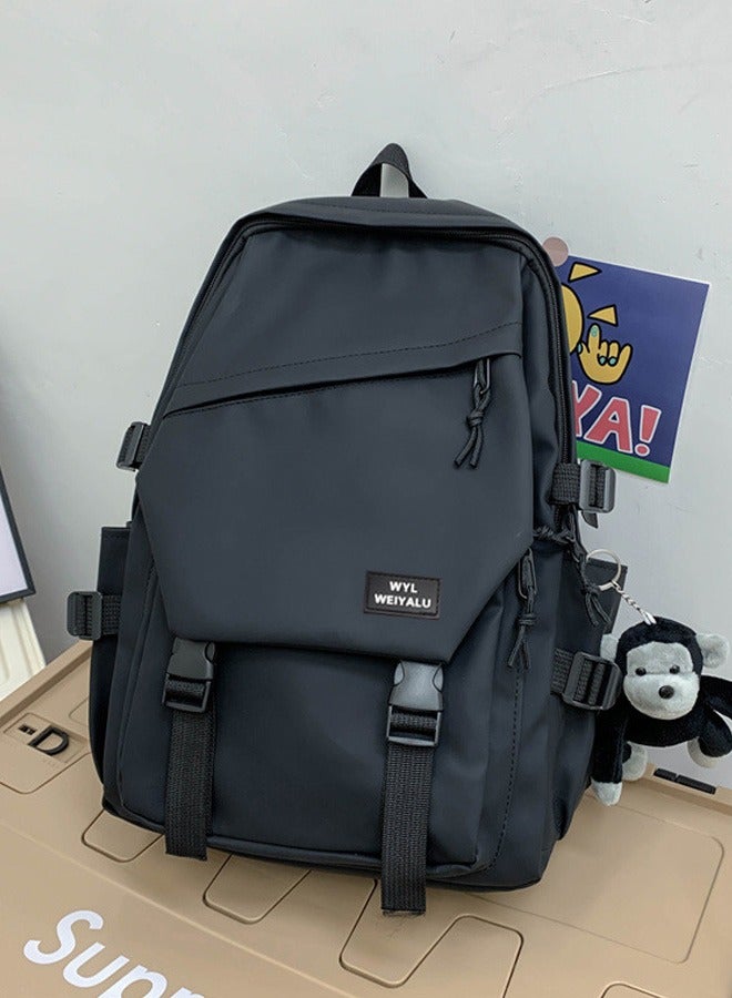 Joychic Polyester Water Resistant Flap Closure  Daily Backpack Brief Wear-resistant Bookbag with Cartoon Pendant for Women Men Middle High College Students - Image 3