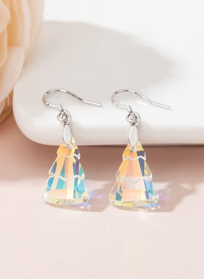 EVEVIC Austrian Crystal Christmas Tree Drop Dangle Earrings for Women 925 Sterling Silver Hook Hypoallergenic Jewelry Xmas Gift (Aurora Borealis) - Image 5