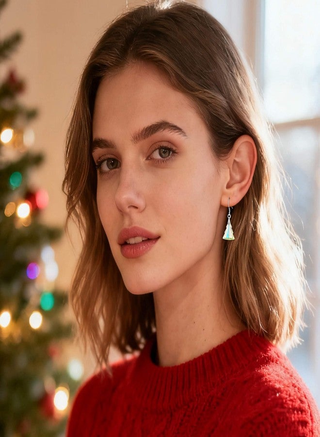 EVEVIC Austrian Crystal Christmas Tree Drop Dangle Earrings for Women 925 Sterling Silver Hook Hypoallergenic Jewelry Xmas Gift (Aurora Borealis) - Image 4