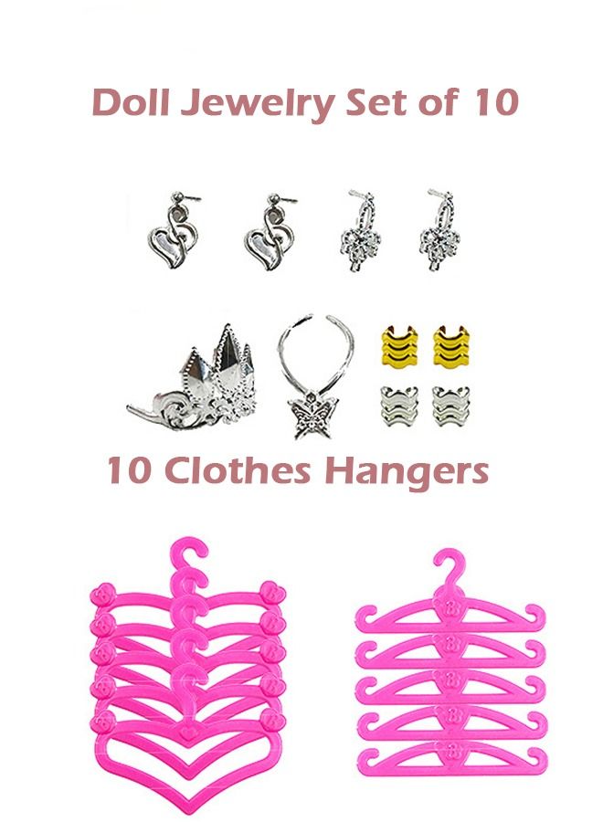 50 PCS Doll Clothes and Accessories for Girl Doll Different Occasions Include 10 Sets Handmade Doll Outfits Party Doll Gown Fashion Doll Dresses and Shoes Doll Accessories - Image 4