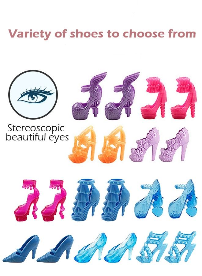 50 PCS Doll Clothes and Accessories for Girl Doll Different Occasions Include 10 Sets Handmade Doll Outfits Party Doll Gown Fashion Doll Dresses and Shoes Doll Accessories - Image 2