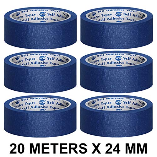 VCR Blue Masking Tape - 20 Meters in Length 24mm / 1" Width - 6 Rolls Per Pack - Easy Tear Tape, Best for Carpenter, Labelling, Painting and leaves no residue after a peel. - Image 2