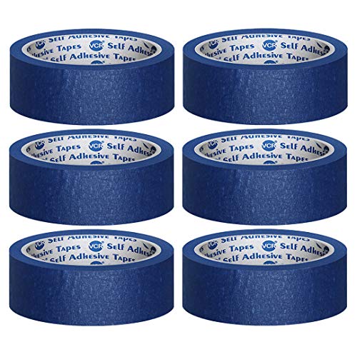 VCR Blue Masking Tape - 20 Meters in Length 24mm / 1" Width - 6 Rolls Per Pack - Easy Tear Tape, Best for Carpenter, Labelling, Painting and leaves no residue after a peel. - Image 1